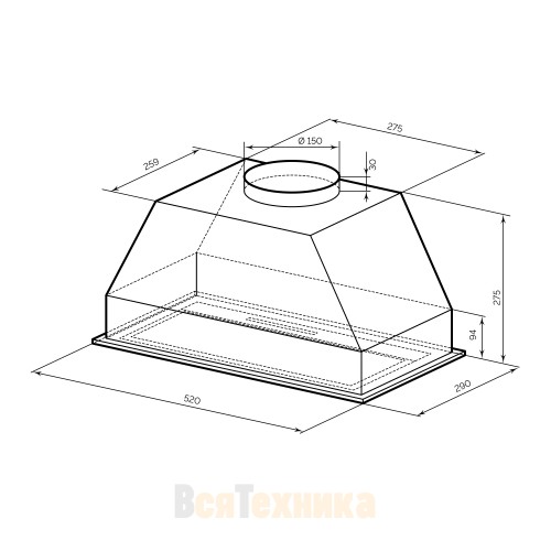Вытяжка кухонная встраиваемая LEX HYPER 600 GS Inverter WH