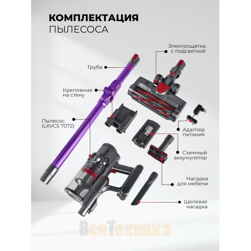 Пылесос беспроводной вертикальный LEX LXVCS 7072