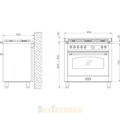 Газовая плита LOFRA RNMD96MFTE/CI BR