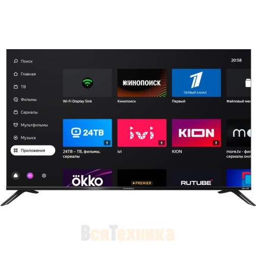 Телевизор Maunfeld MLT55USX02, 4K Ultra HD, Яндекс TV, 55"