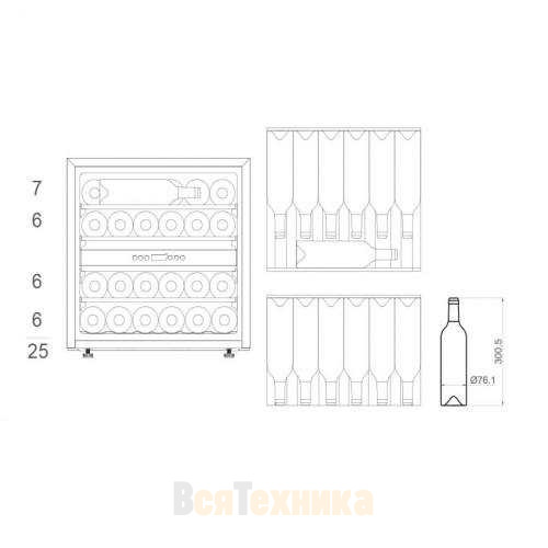 Встраиваемый винный шкаф Pando PVMAVP 60-25CRR