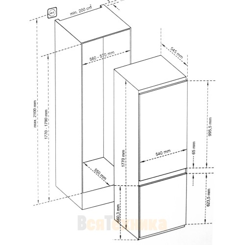 Встраиваемый холодильник Scandilux RFBI126