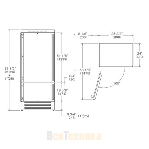 Встраиваемый холодильник Bertazzoni REF905BBLPTT