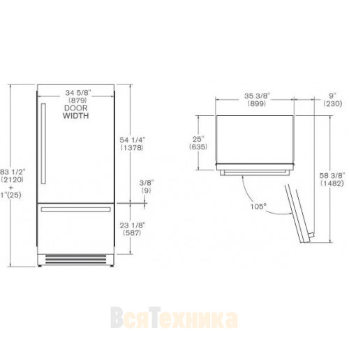 Встраиваемый холодильник Bertazzoni REF905BBRXTT