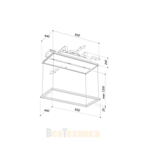 Вытяжка потолочная Sirius SLT 978 KITE LIGHT