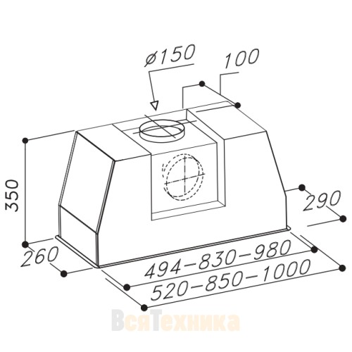 Встраиваемая вытяжка Sirius SL 906-L 100