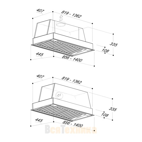 Встраиваемая вытяжка Sirius SL 909 IX 140