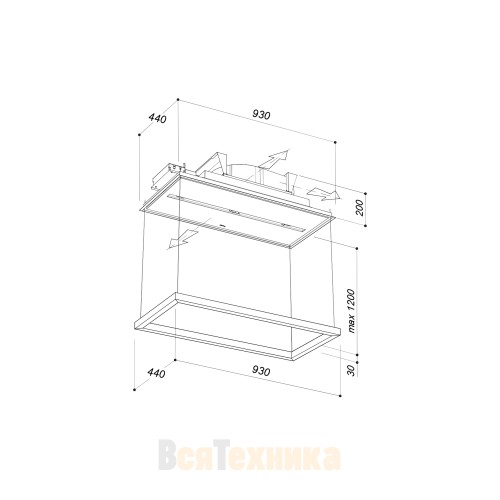 Вытяжка потолочная Sirius SLT 978 KITE BRUSHLESS W