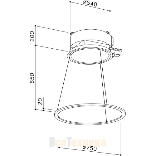 Вытяжка потолочная Sirius SLT 973 HALO EM LIGHT