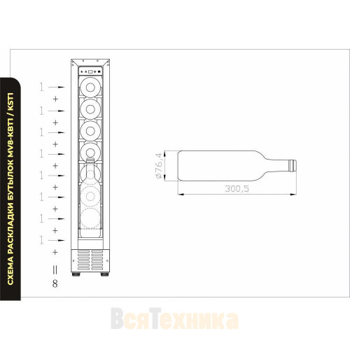 Винный шкаф Meyvel MV8-KBT1