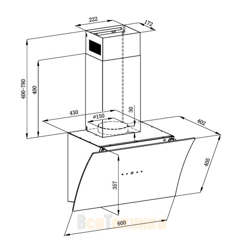 Купольная вытяжка Weissgauff Merga 60 BL Sensor