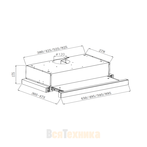 Кухонная встраиваемая вытяжка Weissgauff TEL 600 2M Touch Black Glass