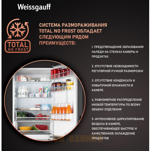 Отдельностоящий холодильник с инвертором Weissgauff WRK 1970 DBG Full NoFrost Inverter