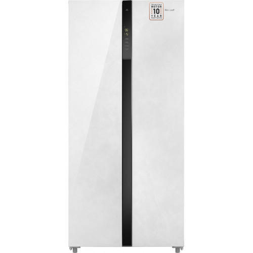 Отдельностоящий холодильник с инвертором Weissgauff WSBS 500 Inverter NoFrost White Rock Glass