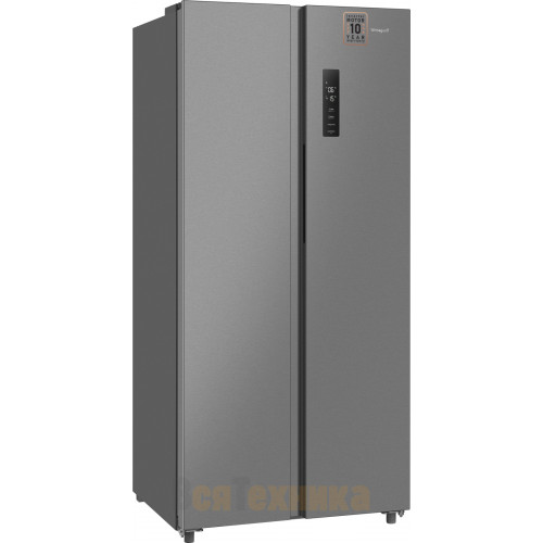 Отдельностоящий холодильник с инвертором Weissgauff WSBS 500 Inverter NoFrost Inox