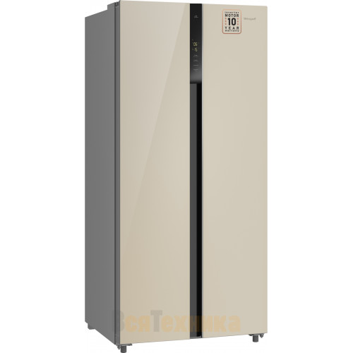 Отдельностоящий холодильник с инвертором Weissgauff WSBS 500 Inverter NoFrost Beige Glass