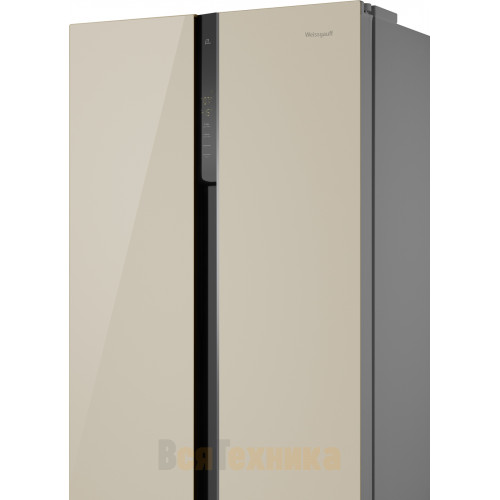 Отдельностоящий холодильник с инвертором Weissgauff WSBS 500 Inverter NoFrost Beige Glass