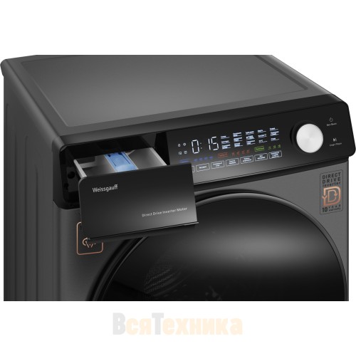 Стиральная машина с прямым приводом, инвертором и паром Weissgauff WM 45126 Steam Direct Drive Deep Grey