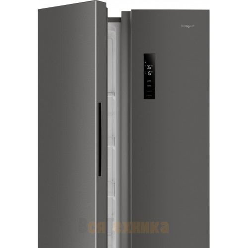 Отдельностоящий холодильник с инвертором Weissgauff WSBS 500 Inverter NoFrost Dark Grey