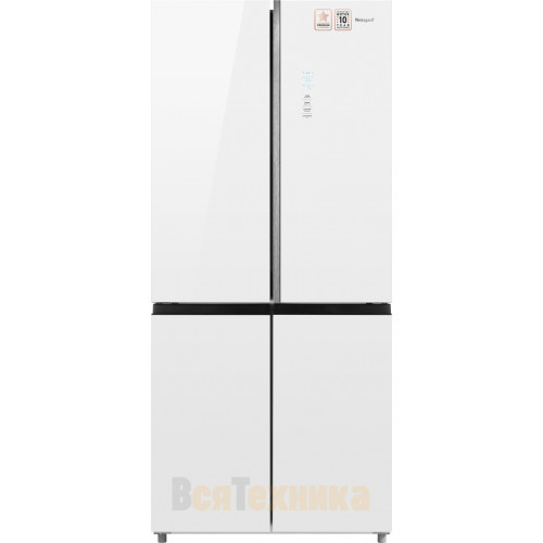 Отдельностоящий холодильник с инвертором Weissgauff WCD 590 Nofrost Inverter Premium EcoFresh White Glass