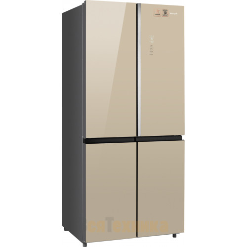 Отдельностоящий холодильник с инвертором Weissgauff WCD 590 Nofrost Inverter Premium EcoFresh Gold Glass