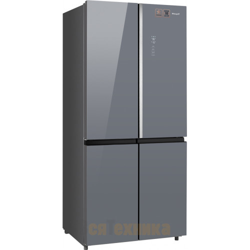 Отдельностоящий холодильник с инвертором Weissgauff WCD 590 Nofrost Inverter Premium EcoFresh Dark Grey Glass