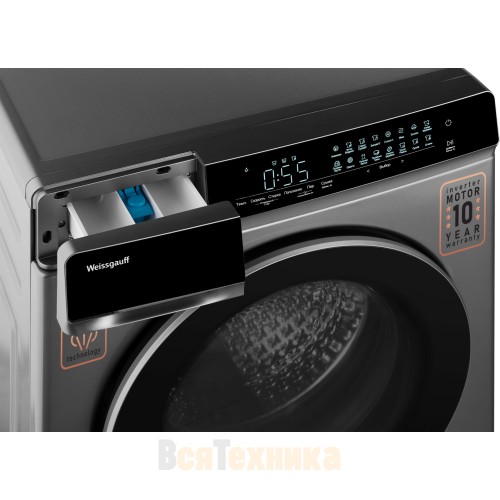 Стиральная машина с сушкой, инвертором и паром Weissgauff WMD 888 Touch Inverter Steam Silver