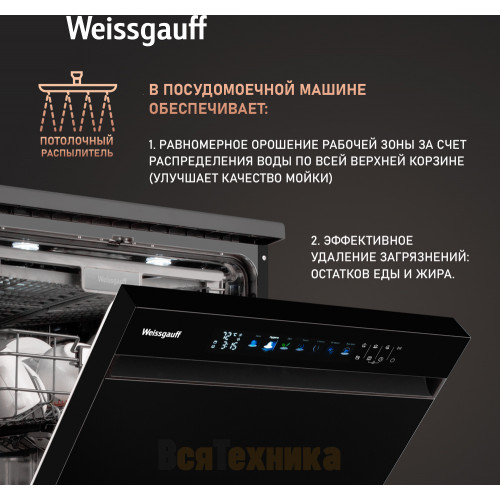 Посудомоечная машина с авто-открыванием и инвертором Weissgauff DW 6160 Inverter Real Touch AutoOpen