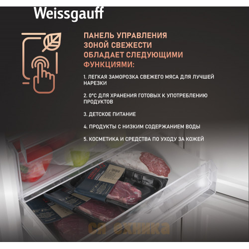 Отдельностоящий холодильник с инвертором Weissgauff WRK 2000 Total NoFrost Inverter White