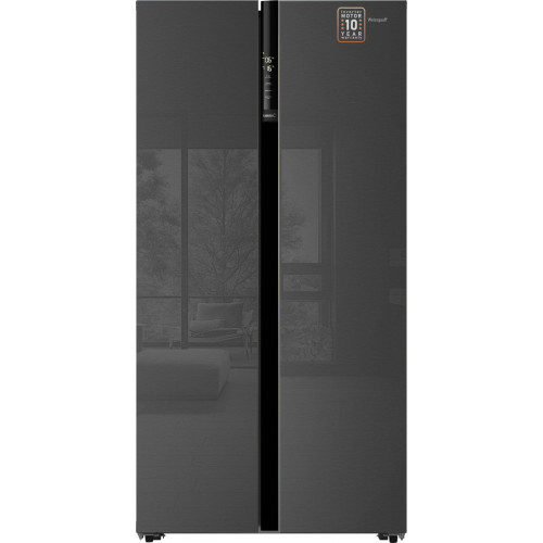 Отдельностоящий холодильник с инвертором Weissgauff WSBS 600 NoFrost Inverter Inox Glass