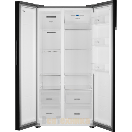 Отдельностоящий холодильник с инвертором Weissgauff WSBS 600 NoFrost Inverter Inox Glass