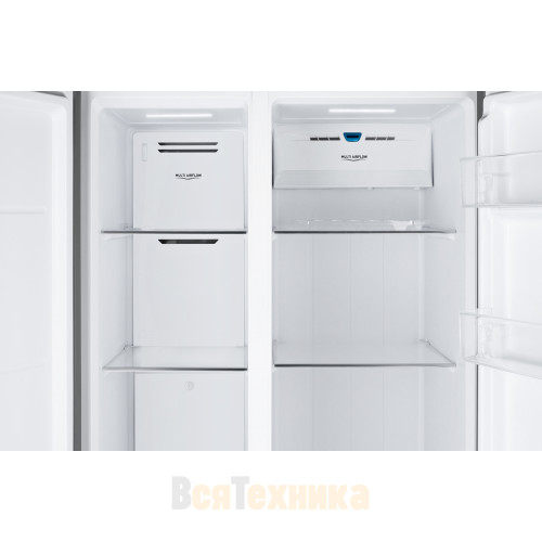 Отдельностоящий холодильник с инвертором Weissgauff WSBS 600 NoFrost Inverter Inox Glass