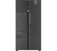 Отдельностоящий холодильник с инвертором Weissgauff WSBS 590 NoFrost Inverter Premium Inox Glass