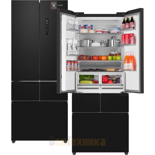 Отдельностоящий холодильник Weissgauff WFD 450 Built-in Inverter NoFrost Dark Inox
