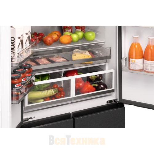 Отдельностоящий холодильник Weissgauff WFD 450 Built-in Inverter NoFrost Dark Inox