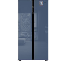 Отдельностоящий холодильник с инвертором Weissgauff WSBS 600 NoFrost Inverter Blue Glass