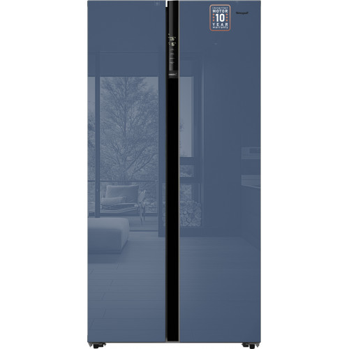 Отдельностоящий холодильник с инвертором Weissgauff WSBS 600 NoFrost Inverter Blue Glass