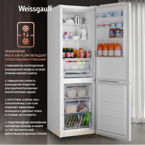 Отдельностоящий холодильник с инвертором Weissgauff WRK 2000 Total NoFrost Inverter White