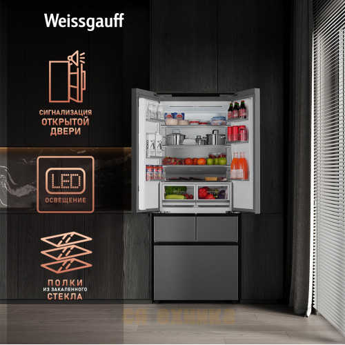 Отдельностоящий холодильник Weissgauff WFD 450 Built-in Inverter NoFrost Inox