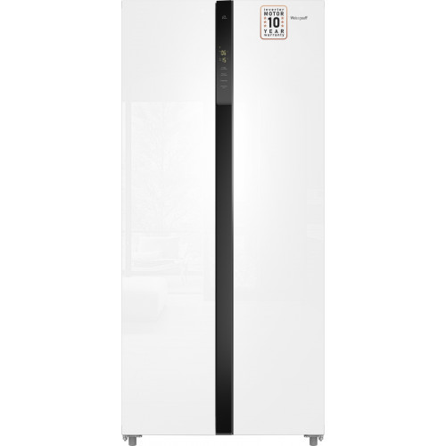 Отдельностоящий холодильник с инвертором Weissgauff WSBS 500 Inverter NoFrost White Glass