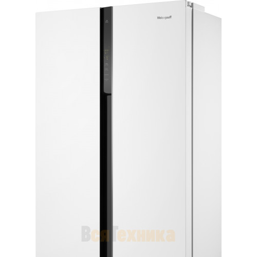 Отдельностоящий холодильник с инвертором Weissgauff WSBS 500 Inverter NoFrost White Glass