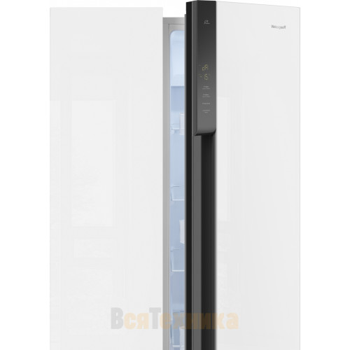 Отдельностоящий холодильник с инвертором Weissgauff WSBS 500 Inverter NoFrost White Glass