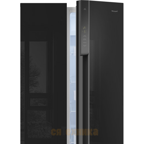 Отдельностоящий холодильник с инвертором Weissgauff WSBS 500 Inverter NoFrost Black Glass