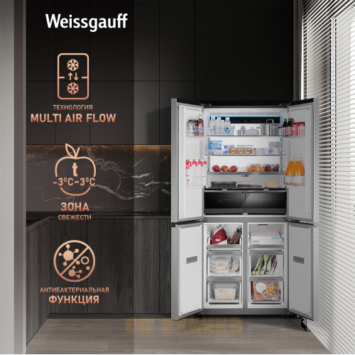 Отдельностоящий холодильник с инвертором Weissgauff WCD 450 XNF Built-in