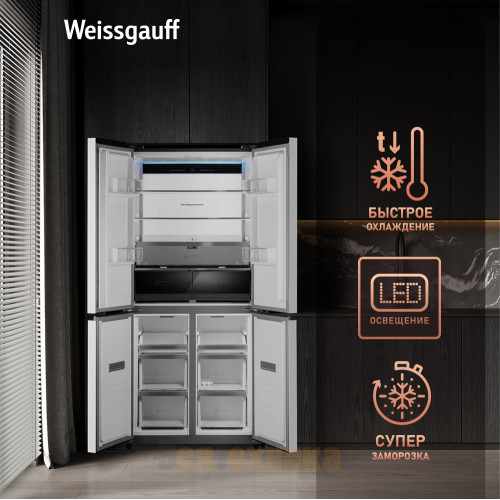 Отдельностоящий холодильник с инвертором Weissgauff WCD 450 WNF Built-in