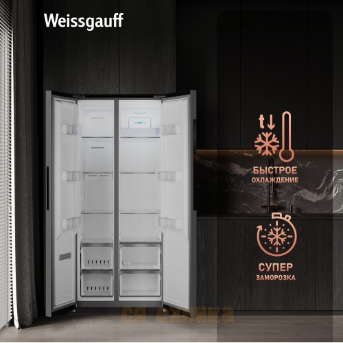 Отдельностоящий холодильник с инвертором Weissgauff WSBS 450 XNF Built-in