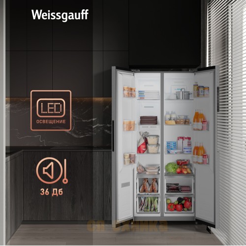 Отдельностоящий холодильник с инвертором Weissgauff WSBS 450 XNF Built-in