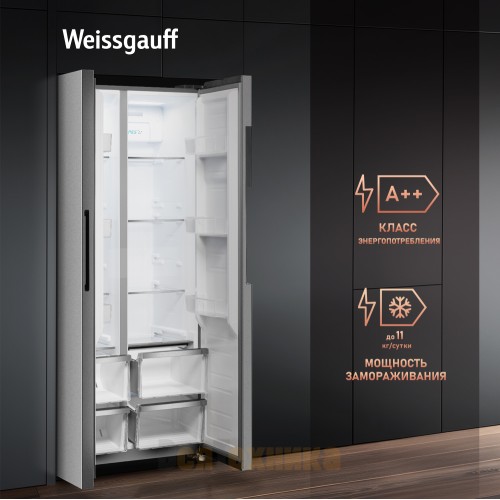 Отдельностоящий холодильник с инвертором Weissgauff WSBS 450 XNF Built-in