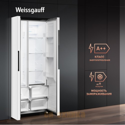 Отдельностоящий холодильник с инвертором Weissgauff WSBS 450 WNF Built-in
