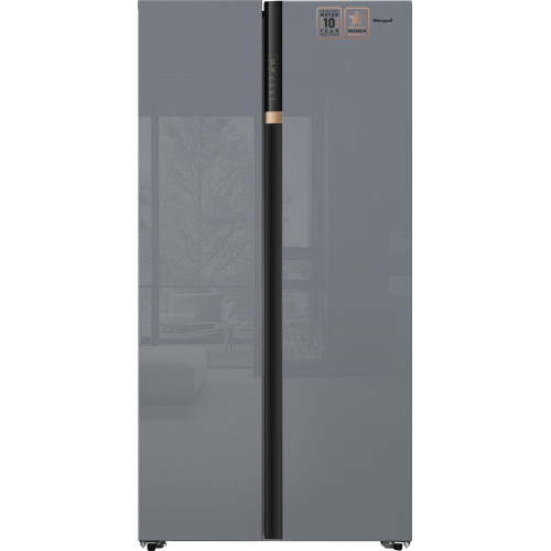 Отдельностоящий холодильник с инвертором Weissgauff WSBS 590 NoFrost Inverter Premium Dark Grey Glass